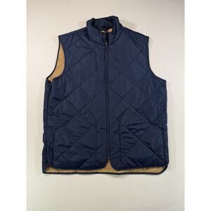 J.Crew Vest Mens Medium Blue Quilted Light Puffer Outerwear Full Zip Insulated